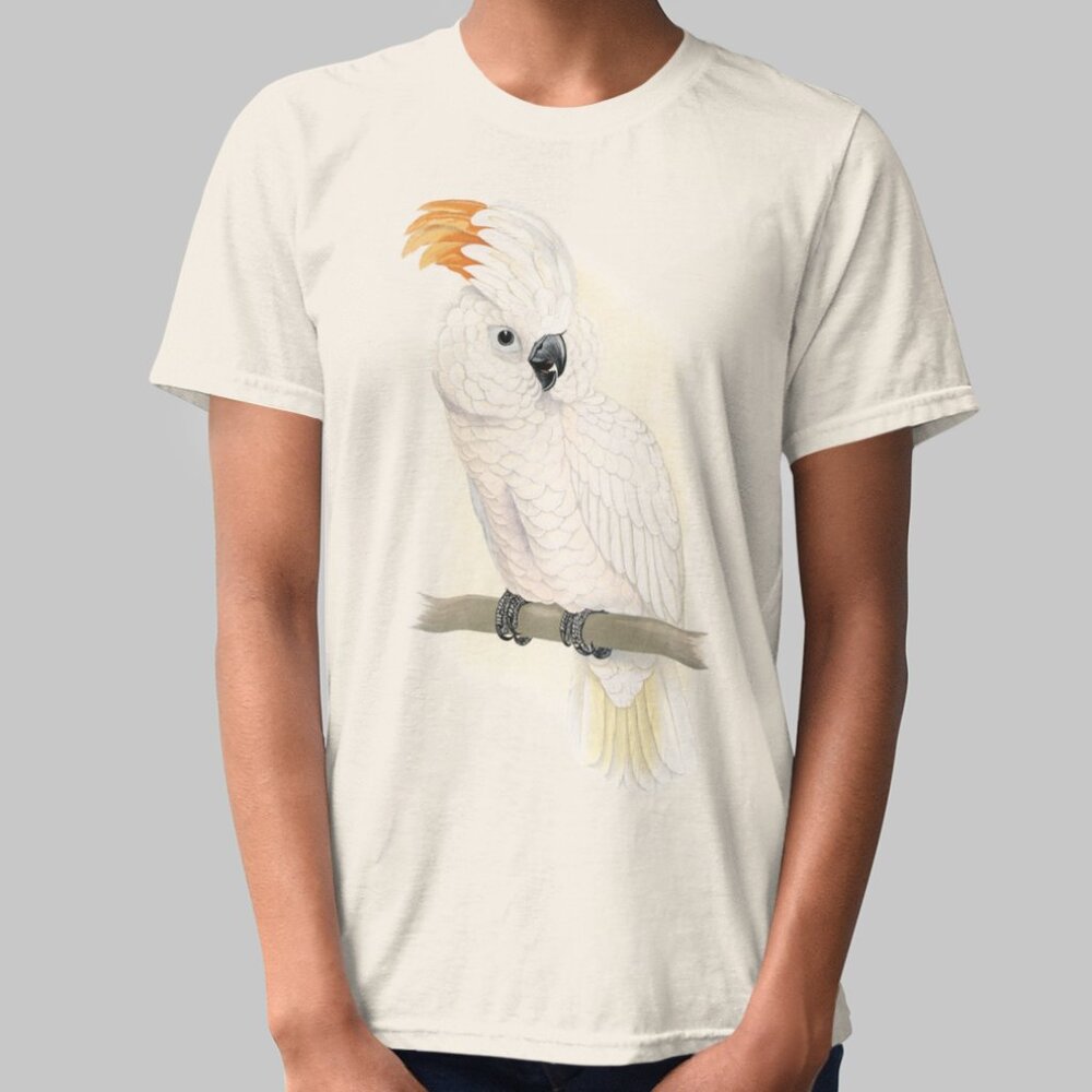 Moluccan Cockatoo Vintage Parrot Print Short Sleeve Graphic Tee T-shirt S M L XL